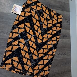 LuLaRoe Pencil Skirt Womens Size Large Yellow Geometric Floral Print